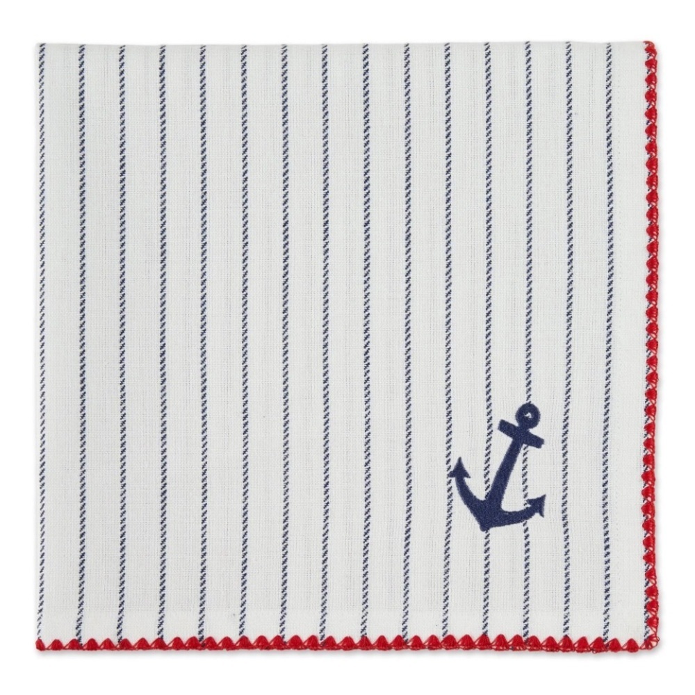 Design Imports Drop Anchor Embellished Set of 4 Cloth Napkins and 4 Placemats - Picture 3 of 6